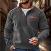 Mens Retro Fleece Sweatshirt With Pocket Color Block Slim Fit Long Sleeve Half Zip Pullover Shirt Trendy