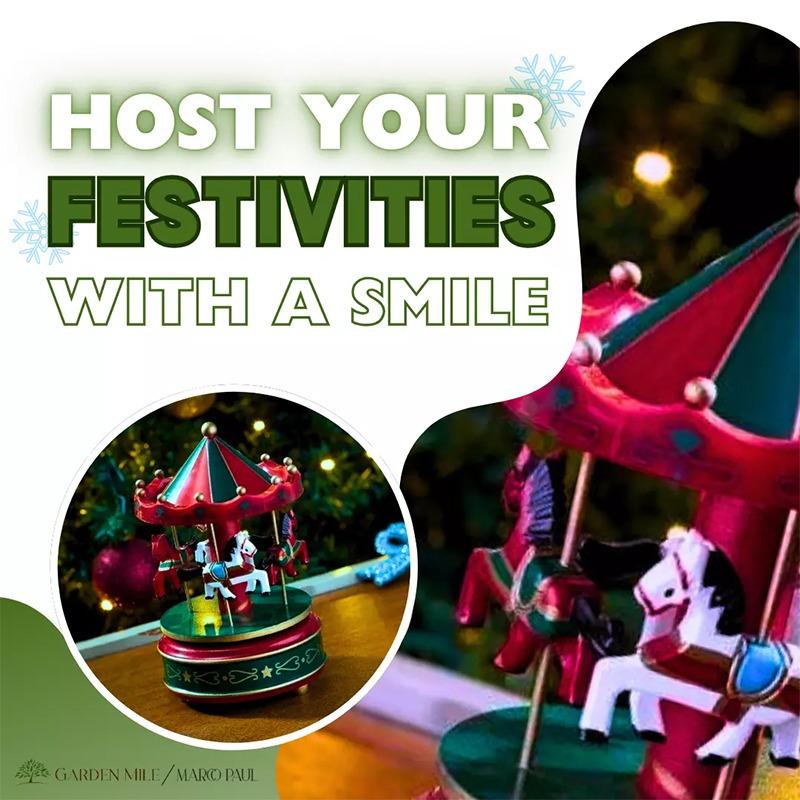 Рождественская карусель Музыкальное украшение Ярмарочная площадь Рождественский деревянный декор Орнамент