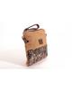 Sac bandoulière - Le Temps des Cerises - Taka 5 - Sable/Cognac - Cuir et toile - 26x2x20 cm
