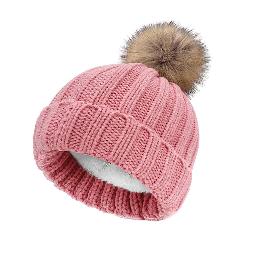 Зимние теплые вязаные шапки Толстая напускная шапка с помпоном для лыжных игр в снежки