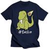 Funny T-Rex Taking Selfie  Dino Cool Cute Humorous T Shirt Summer Classic Casual Adult Print TShirts Kawaii Ropa Mujer Tops Tees