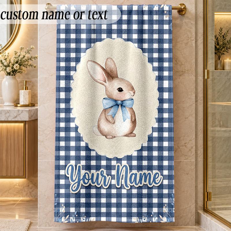 Beach TowelPeter Rabbit Custom Name Text Personalized Soft Towel for Beach Pool Indoor Home Decor Gift