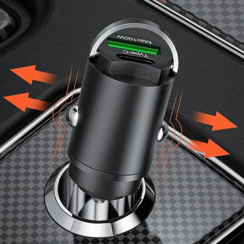 New 100W Car Charger Lighter PD Fast Charging For IPhone QC3.0 Mini USB Type C Mini Car Phone Charger For Samsung Huawei 2025
