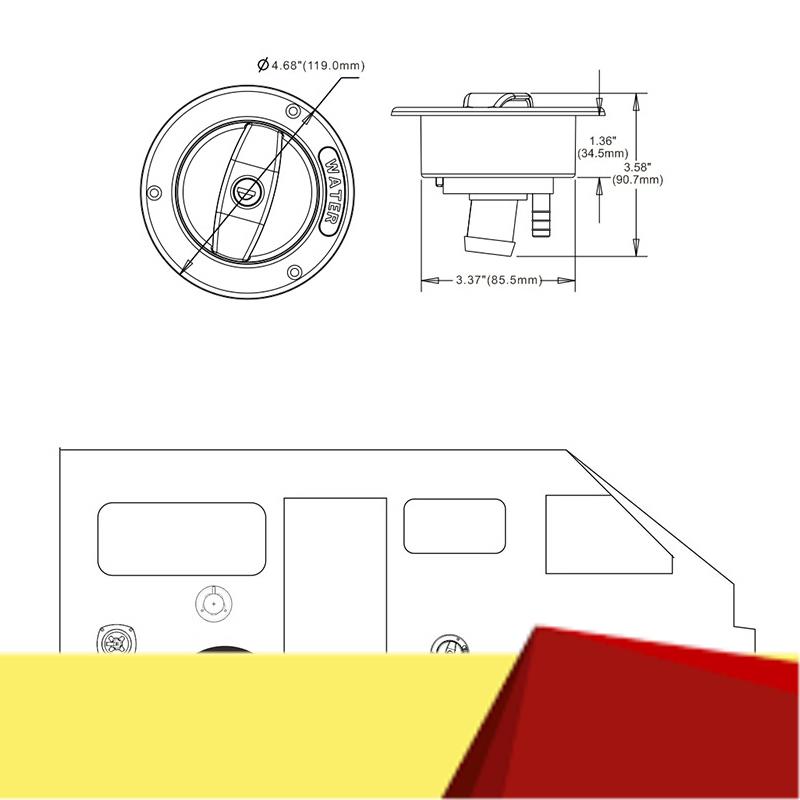 Caravan Accessories RV Modified Gravity Water Inlet With Lock Key Water Tank Inlet Hatch Camper Trailer RV Lock Door-M53K