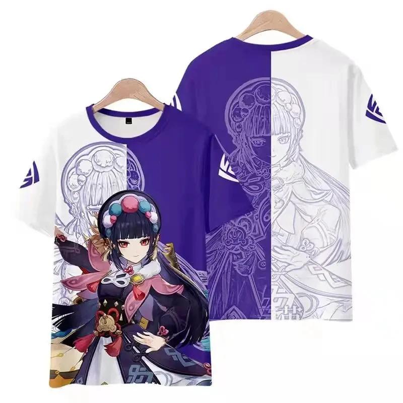 Футболки Game Genshin Impact 3D Print Streetwear Мужская Женская Повседневная Мода Большие Футболки с коротким рукавом Детские Футболки Топы Одежда