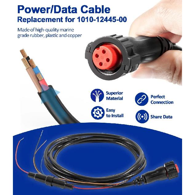 TM 010-12445-00 Power/Data Cable Threaded 4-Pin Replacement for Garmin Transducers echoMAP Chirp/Plus/UHD, GPSMAP & for Panoptix