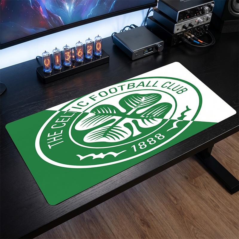 Celtic FC Theme Pattern Mouse Pad, Soccer Logo Design XXL Gaming Desk Mat Non-Slip Computer Mouse Pad