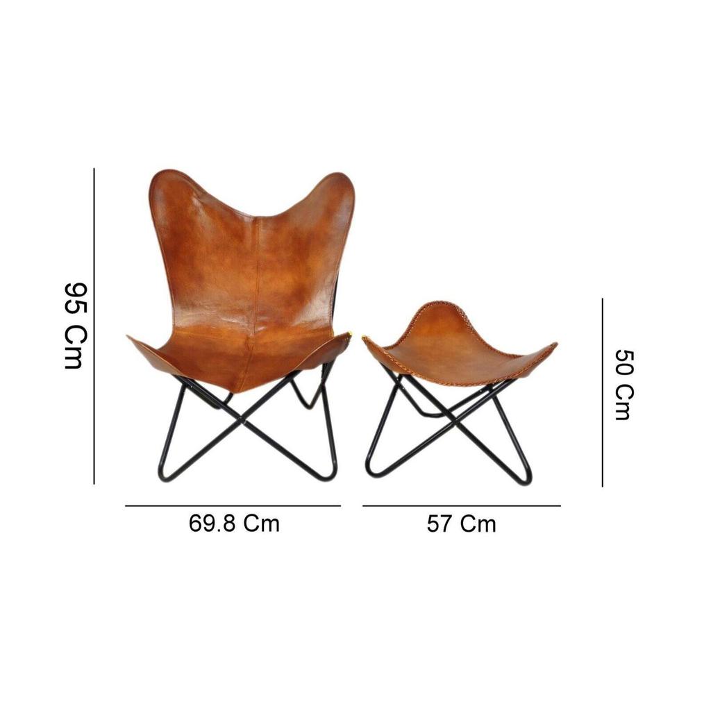 Набор кожаного стула-бабочки с пуфиком, стула для гостиной/подставки для ног