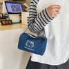 Cartoon Kitty Cat Denim Handbag Portable Kawaii Plush Bags Casual Handbag Cute Kitty Cat Makeup Bag Girls Women's shoulder bag