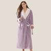 Women's Autumn and Winter Long Bathrobe Plus Velvet Thick Warm Home Wear