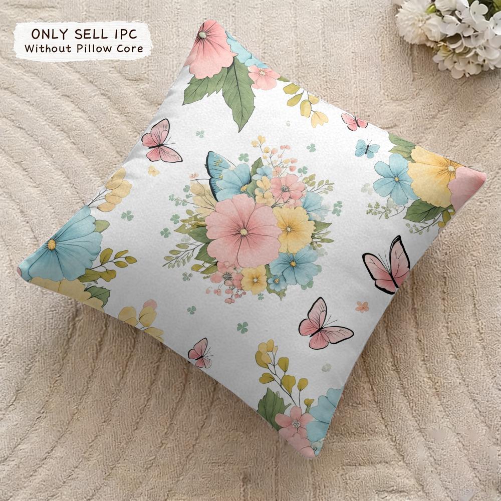 spring floral Cushion Cover Soft Plush Fabric DoubleSided Printed Cushion Covers for All Seasons Modern HomeDecor Gift