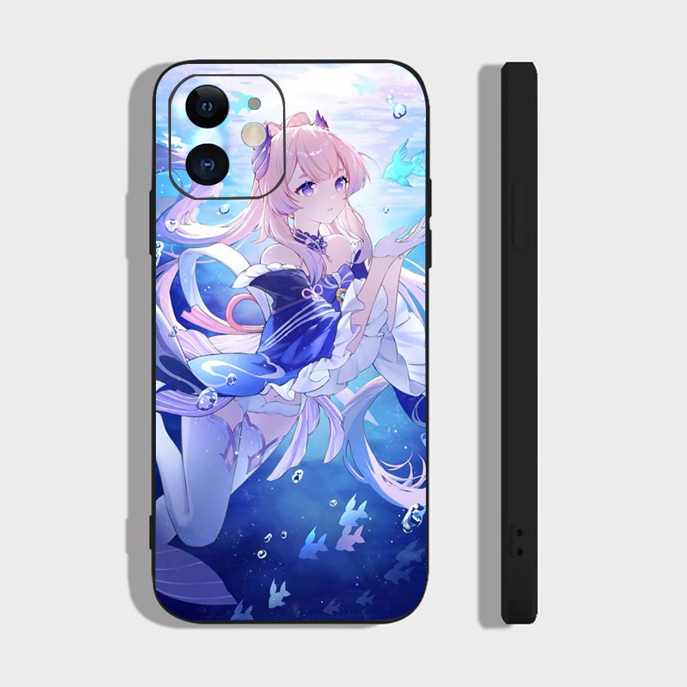 Чехол для телефона Sangonomiya Kokomi Genshin I-Impact Аниме для IPhone 17 Air 16 15 14 13 Pro Max 11 12 Черный Силиконовый Чехол