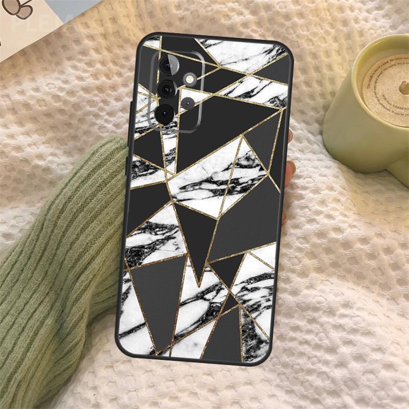 Мраморный Геометрический Арт Чехол Для Samsung Galaxy A35 A15 A55 A53 A33 A13 A36 A56 A26 A16 A22 A32 A52 A54 A34 A05 A06