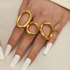 Ювелирные изделия из титановой стали Модный дизайн Кольцо с покрытием 18 карат Золота Литое Полое Круглое Кольцо из нержавеющей стали