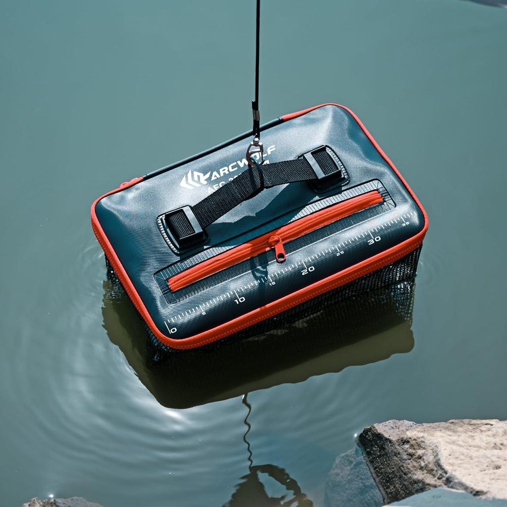 ARCWOLF Folding Floating Fishing Net, EVA, 40cm, with 8m Rope, Multi-functional, for Rock Fishing, Fishing Tackle, and Fishing Bucket