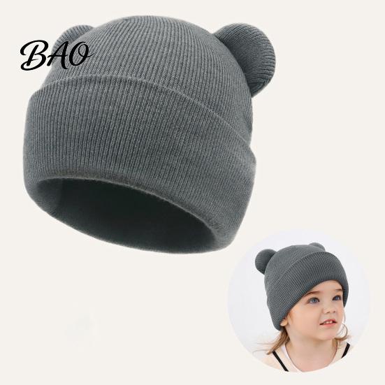 Infant Knitted Hat Baby Winter Hat, Cute Bear Ears Cozy Knit Soft Ear Warm Skull Cap for Newborn Toddler Boys Girls, 0-36 Months Windproof Head Wrap
