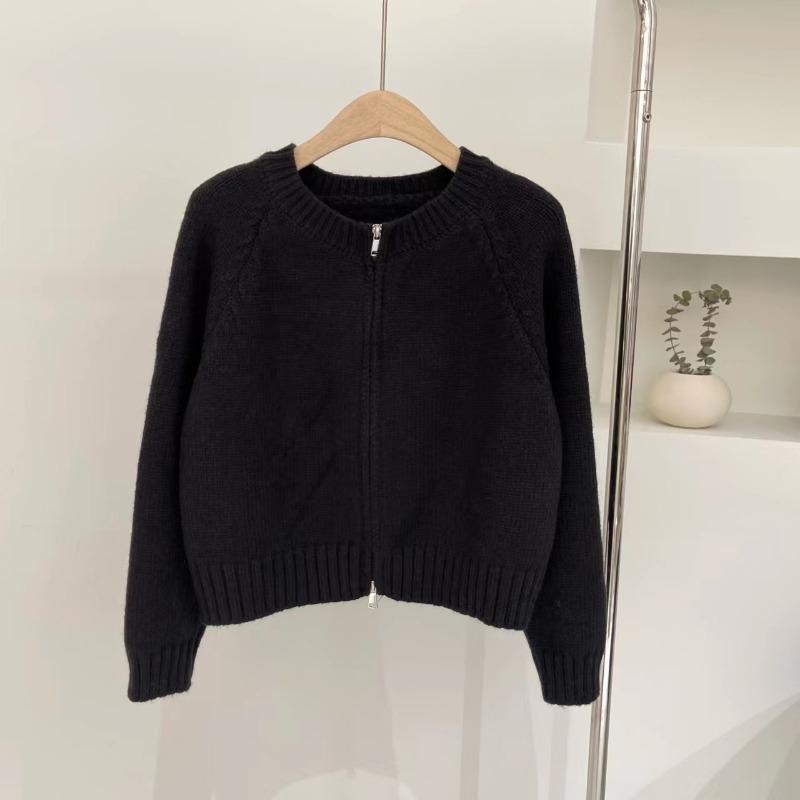 Женская короткая оранжевая куртка-свитер на двойной молнии, новая осенне-зимняя утолщенная вязаная куртка, облегающий короткий топ