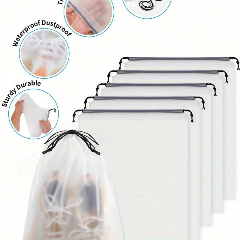 Travel Shoe Bag with Drawstring - Portable Clear Plastic Shoe Storage Bag for Vacation Cruise Essentials, Men's and Women's