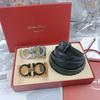 Salvatore Ferragamo 3,5 см мужской ремень люксовый брендовый дизайнерский ремень с двойной пряжкой пряжка один ремень подарочная коробка