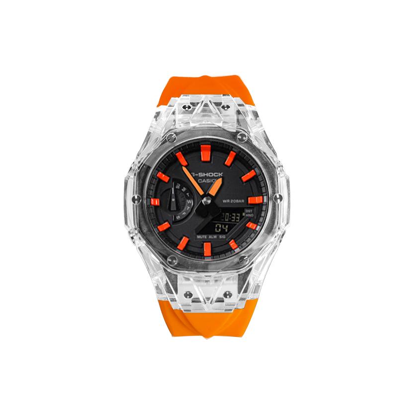 Casio Унисекс Жидкокристаллические, Аналогово-цифровые Двойной дисплей Серия 48,5 мм Черные часы GA-2100-1A1(Watch8--)