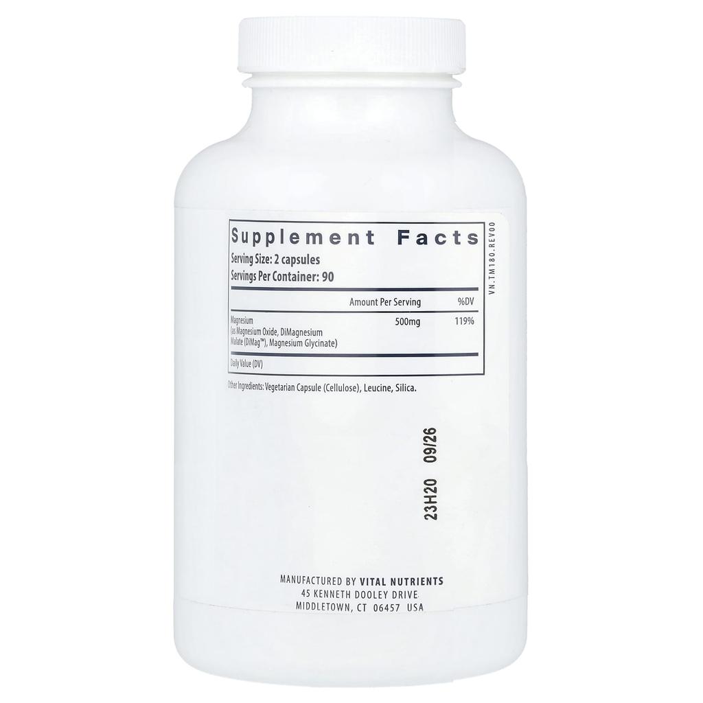 Vital Nutrients, Тройной магний, 180 вегетарианских капсул