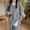 Autumn and Winter Thick V-Neck Twists Pullover Sweaters Women Fashion Solid Loose Outerwear Warm Knitted Sweater Woman Sweet Casual Warm Jumper 24756