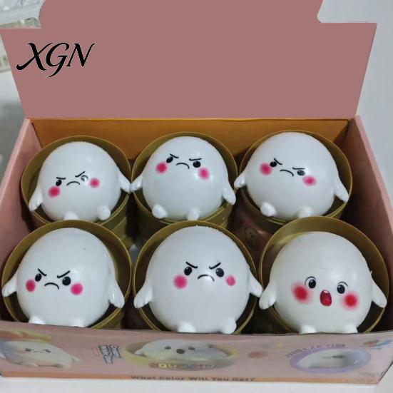 Hand Squeeze Stress Ball Cartoon Steamed Bun Toy with Steamer, Relief Dough Exercise Sensory Fidget Toy, Anti-Anxiety Steamer