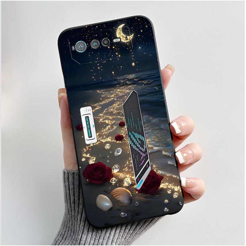 Чехол для телефона Asus ROG Phone 6 5G, мягкий силиконовый, черный, элегантный стиль, мультяшный узор, чехол со снежной горой