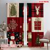 2pcs,2D Plane Printing Curtain Popular Christmas Patchwork Durable Polyester (without Rod) Gifts for Bedroom, Kitchen, Office &