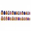 Retro French Three-dimensional Petal Wear Nail Embossed Shell Smudged Long Almond Diamond Manicure Patch