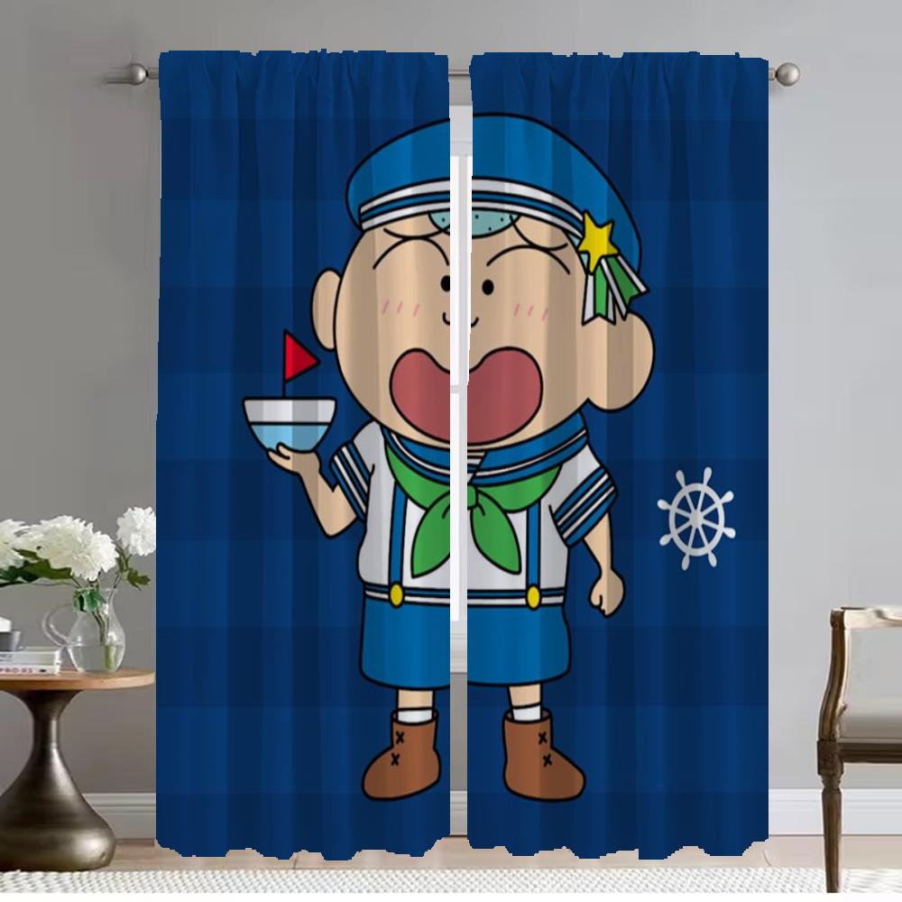 Crayon-Shin-chan Blackout Curtains for Living Room Halloween Decoration Partition Anti-mosquito Curtains 2 Pieces Window Curtain