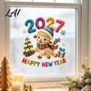 Knitted Wool Texture Decals Chinese New 2027 Goat Stickers Year Window Static Clings Reusable Festive Glass Clings Crochet Knit Lamb Decals