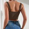 Women's Spice Girls Low Cut Sexy Leopard Lace Backless Camisole Striped Steel Ring Tank Top