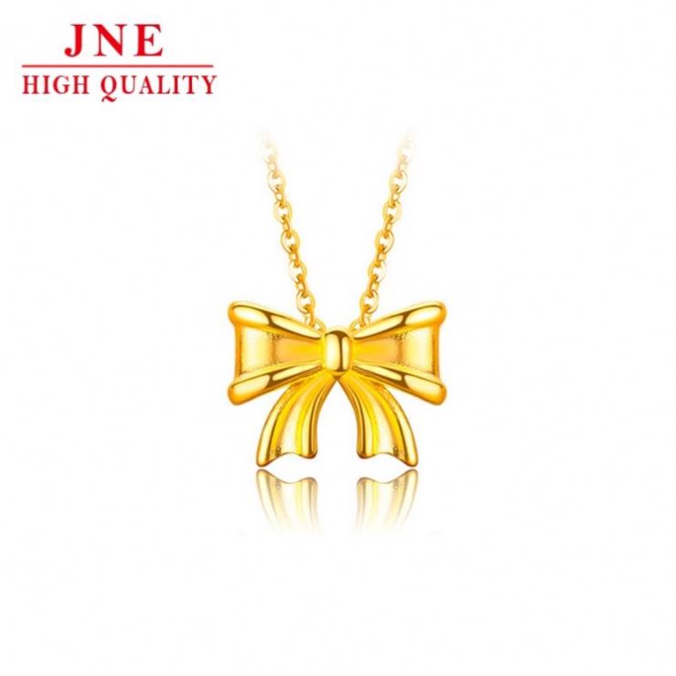 2022new Alluvial Gold Bow Necklace for Women Light Luxury Minority Decorative Collarbone Chain Advanced Design Sense Ornament