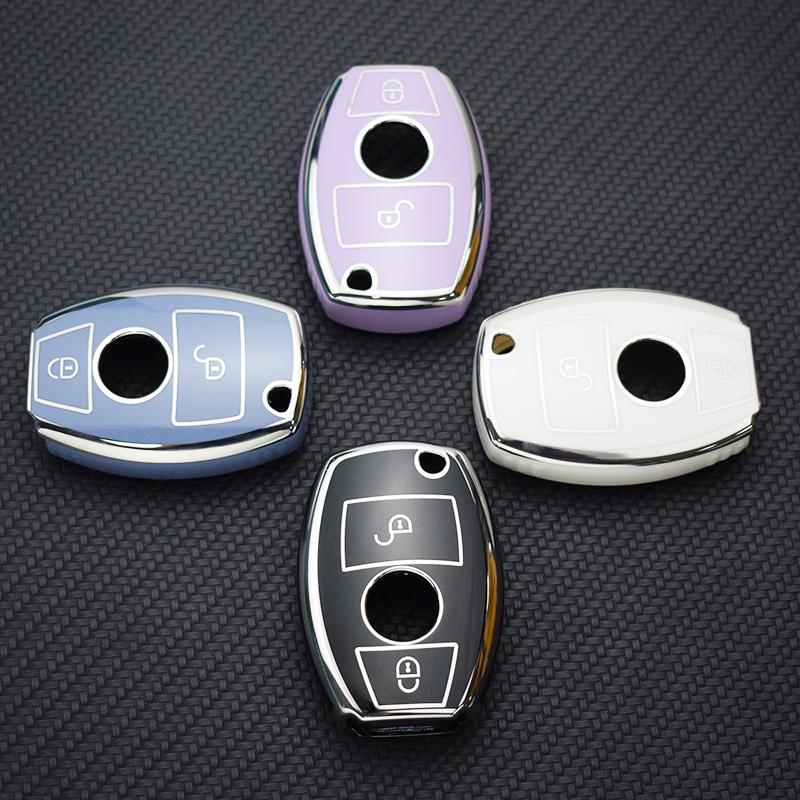2 кнопки ТПУ чехол для ключей от машины Защитный чехол для Mercedes Benz ABCER Class GLS GLA GLK GLC CLS CLA AMG W204 W205 W212 W463 W176 аксессуары