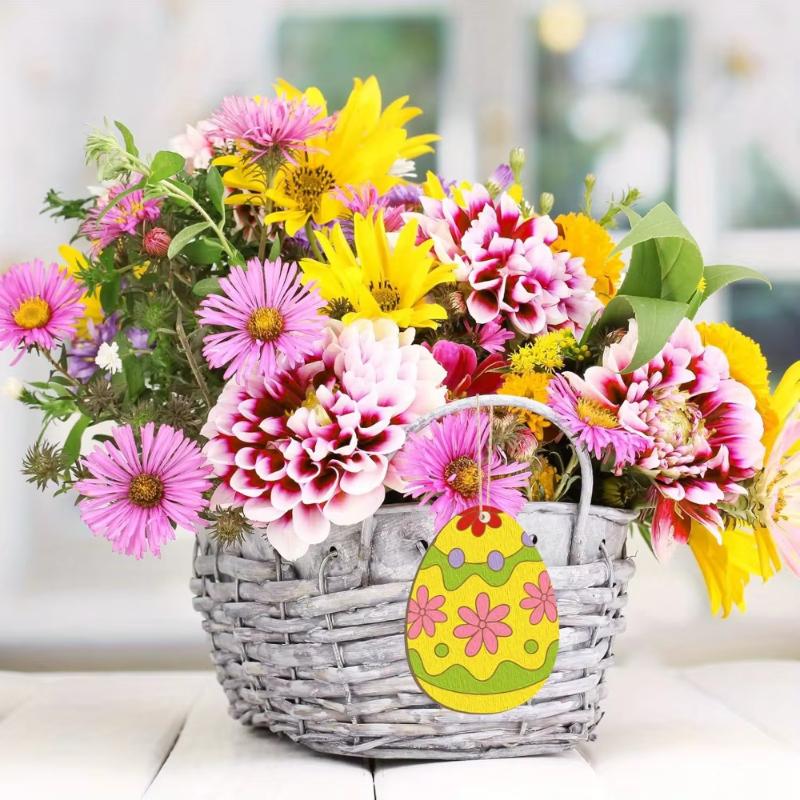 10/20 шт. Деревянные пасхальные украшения, Деревянная резьба Пасхальное украшение Форма яйца Деревянные чипсы Принадлежности для рисования Поделки своими руками