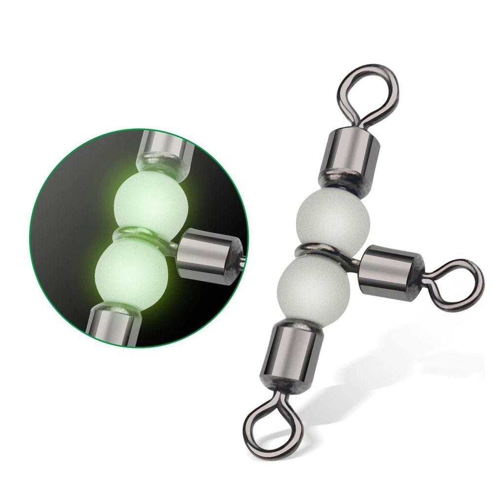 Connector Rolling Triple Fishing Connector Luminous Beads Solid Ring Fishing Tackle Fishing Swivel