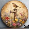 D Flat Pc Xinxcm D Flat Round Sign Featuring Birds Vintage Floral and Bird Decorative Plaque Suitable for Garden