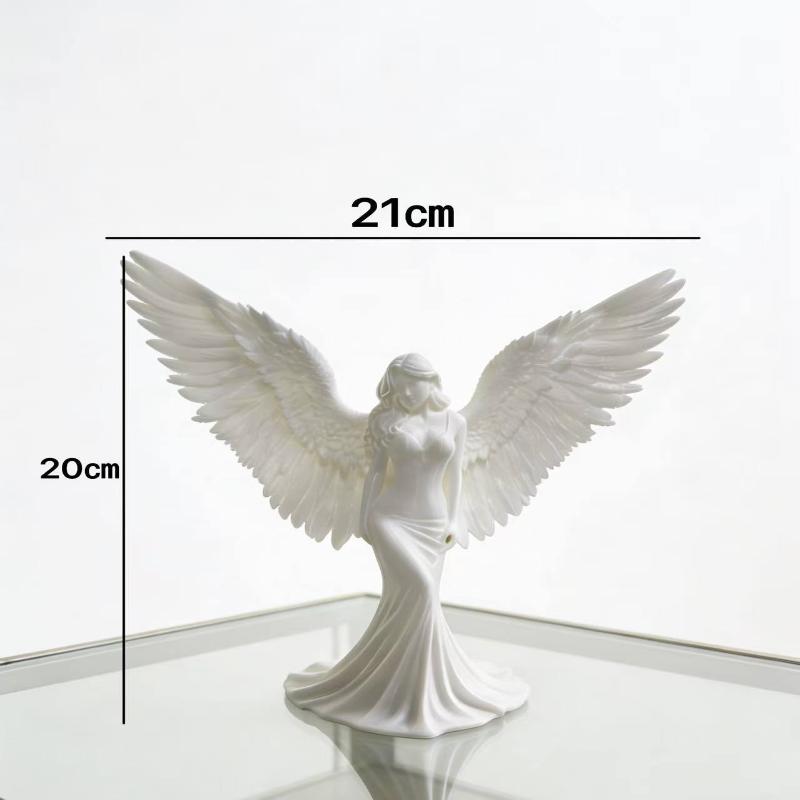 3D Printed Goddess Angel Statue Pure White Wings  Ornament for Living Room Desktop Spiritual Decor