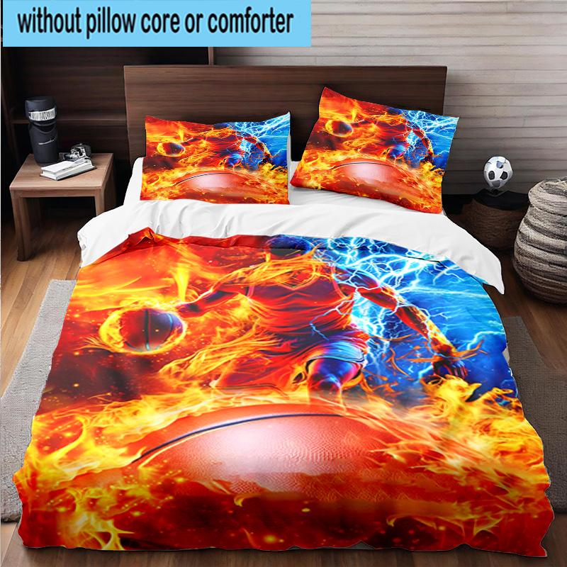 1PC Football Player In Flames 3pcs Bedding,Including 1pc Duvet Cover And 2pcs Pillowcases Perfect for Christmas,Ideal for Bedroom, Dormitory