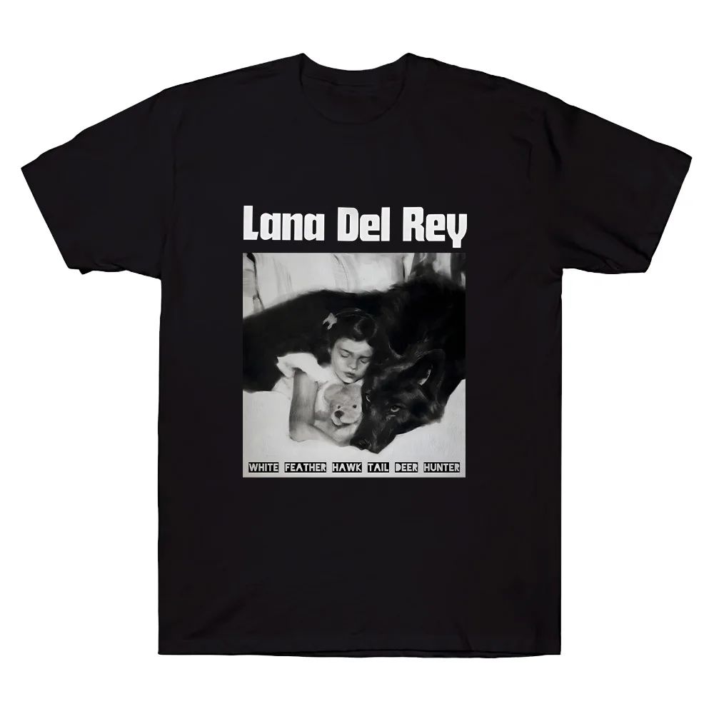 White Feather Hawk Tail Deer Hunter Lana Del Rey TShirt Gift Casual Loose Streetwear High Quality Cotton T Shirts Unisex