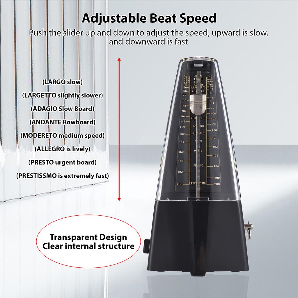 Mechanical Metronome Portable Metronome Adjustable Beat Speed Lightweight Loud Sound for Piano Guitar Drum Guzheng
