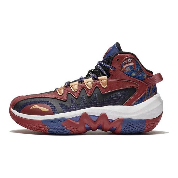 Баскетбольные кроссовки Li Ning Pioneer Team 2.0 с амортизацией, детские кроссовки темно-красного и синего цветов YKBS004-3