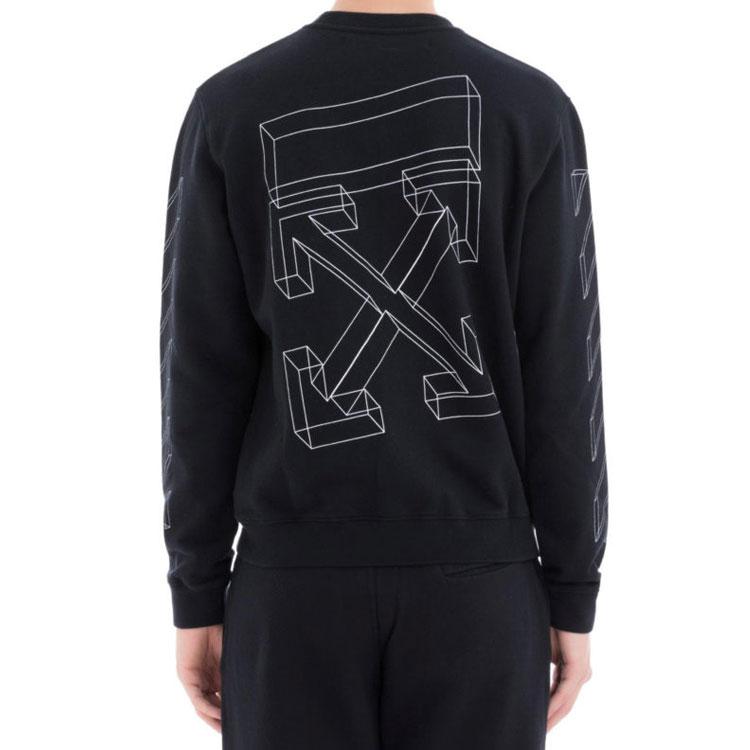 Off-White 3D Line Crewneck Sweatshirt Black Men Tops OMBA025E181920021001