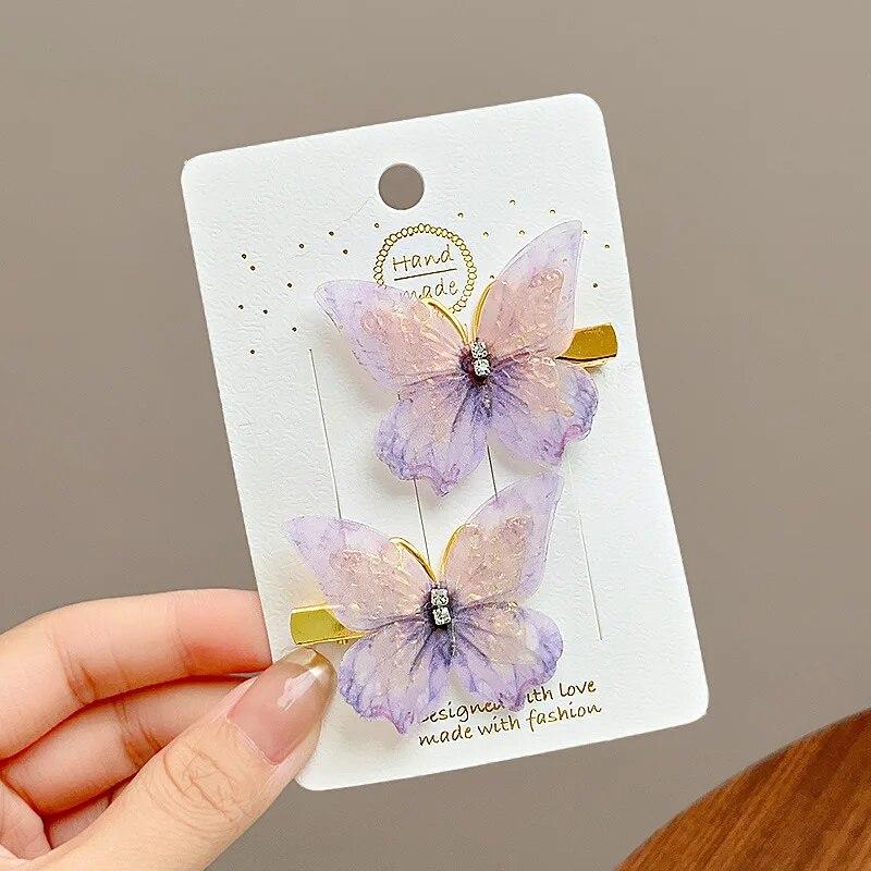 Children's Cute Butterfly Hairpins Sweet Colorful Hair Clips Headwear Korean Rhinestone Barrettes for Baby Girl Hair Accessories