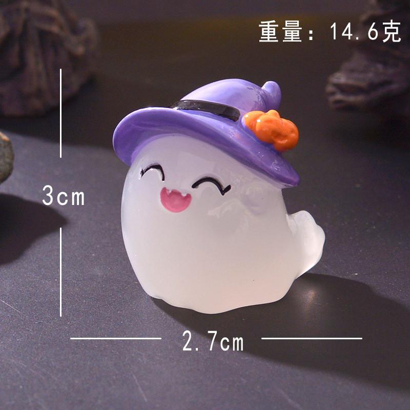 7Pcs/set Cartoon Halloween Ornaments Luminous Ghost Animal Minaitures Micro Landscape Diy Resin Crafts
