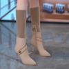 Fashion Elastic Women's Long Sock Boots High Heels Pointed Toe Elegant Heeled Ladies Knee Shaft Shoes Waterproof New Rock Sale Chic Work
