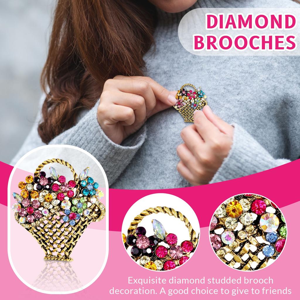 Korean Cute Creative Flower Basket Brooch Women's Suit Fashion Accessories Corsage Coat Coat Decoration Pin Fixed Buckle