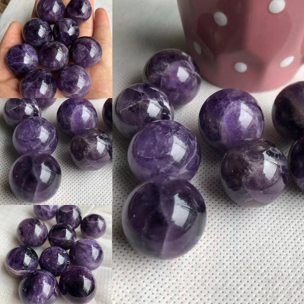 1pcs 2-2.5cm Natural Amethyst Quartz Stone Sphere Crystal Ball Fluorite D6W0