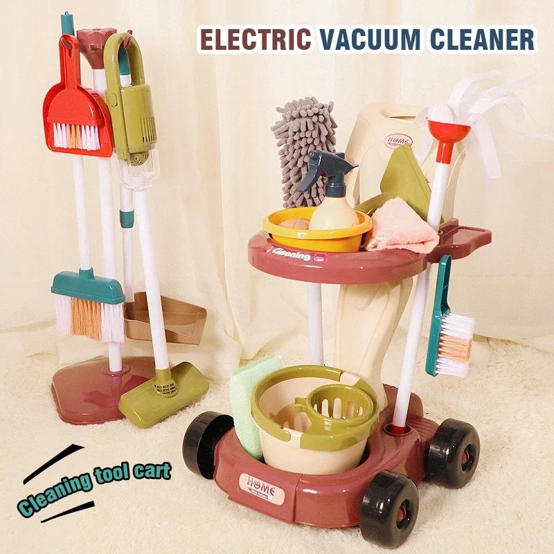 Non-Toxic Simulation House Cleaning Tool Toy Set Role-Playing Educational Kids Pretend To Do Housework Kit Toys For Children Birthday Gift